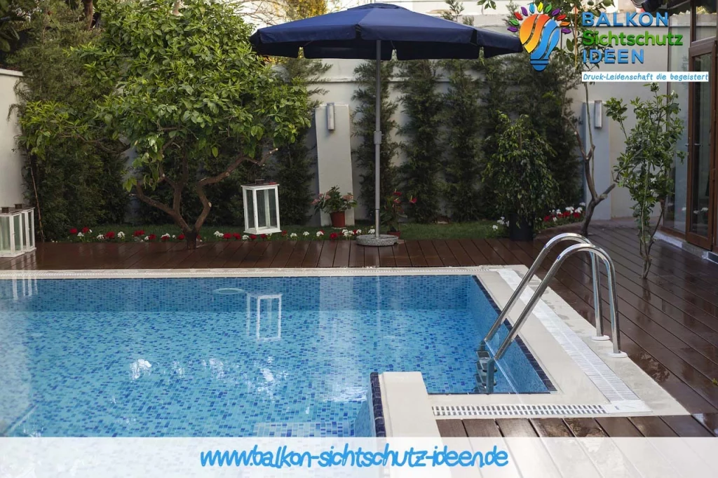 Pool Umrandung mit wunschmotiv und Wunschgröße robustes Material leuchtende Fraben