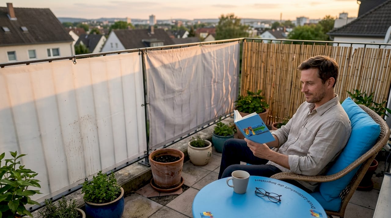 Balkonbespannung: Sichtschutz und Gestaltung für mehr Privatsphäre 3 Ob aus PVC, Polyester oder Bambus – Sichtschutzmatten sorgen auf dem Balkon für Privatsphäre und schaffen eine gemütliche Atmosphäre.