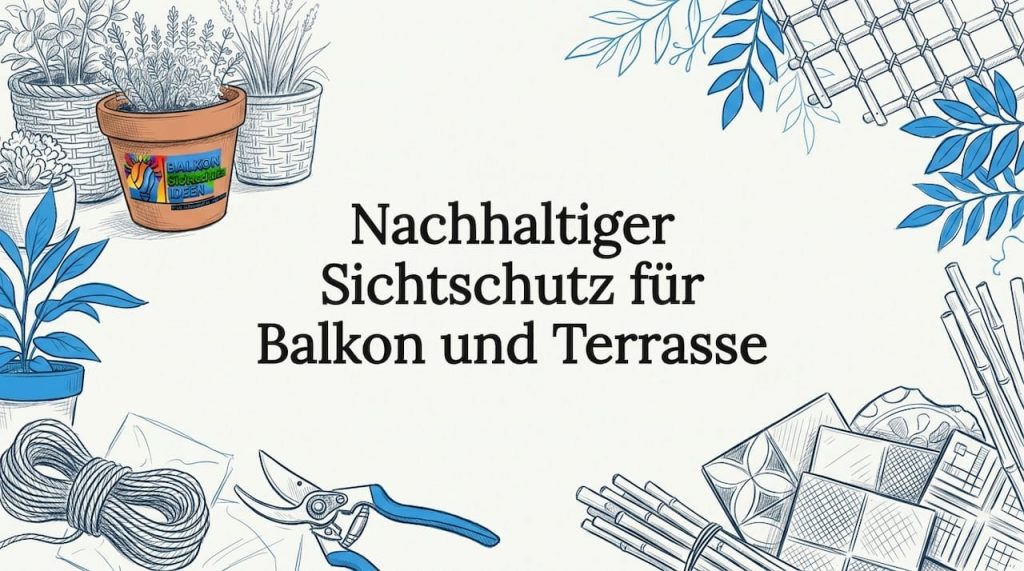 Nachhaltiger Sichtschutz für Balkon und Terrasse 2 Von Hand gezeichneter botanischer Rahmen aus nachhaltigen Materialien mit offenem, frei gestaltbarem Innenbereich.