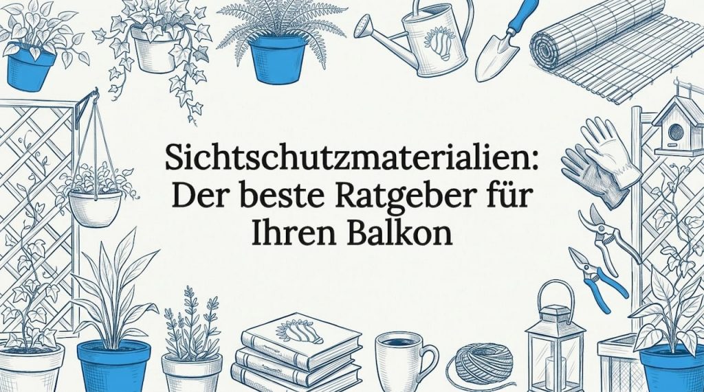 Sichtschutzmaterialien: Der beste Ratgeber für Ihren Balkon 2 Stilvolle Titelgrafik mit verschiedenen Materialien für den Balkon