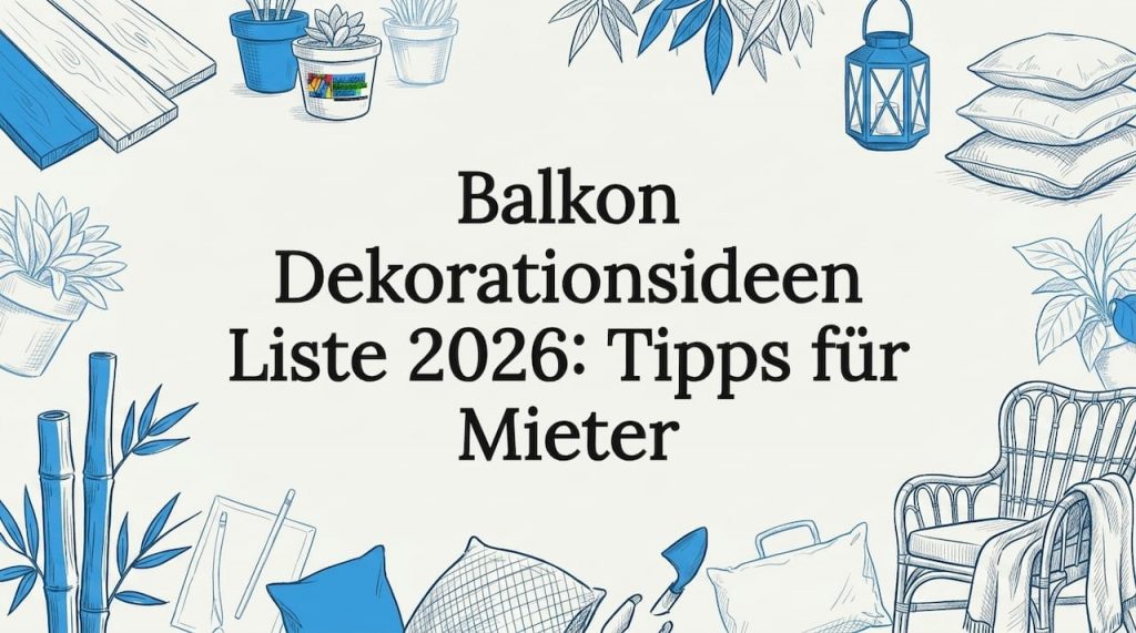 Balkon Dekorationsideen Liste 2026: Tipps für Mieter 2 Der Titelbereich wird von liebevoll gezeichneten Balkonmotiven eingerahmt.