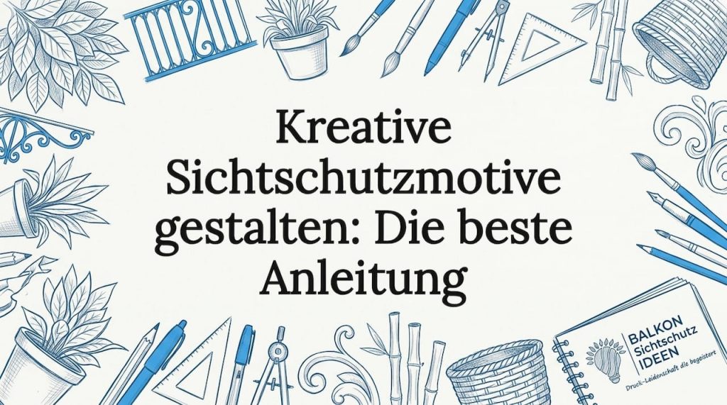 Individuell illustriertes Titelbild mit floralen Motiven und typischen Werkzeugen rund um das Thema Sichtschutz