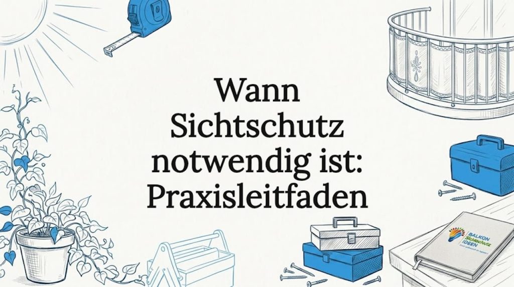 Wann Sichtschutz notwendig ist: Praxisleitfaden 2 Handgezeichnete Titelgrafik mit typischen Balkonmotiven