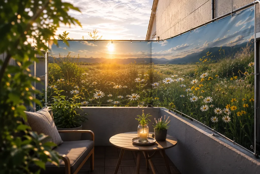 Balkon Sichtschutz Ideen Balkon Sichtschutz mit Wildblumen Motiv – Stilvoller Schutz für mehr Privatsphäre