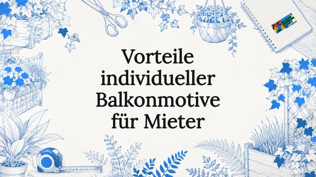 Vorteile individueller Balkonmotive für Mieter 2 Illustrierte Titelgrafik mit Balkonmotiven als zentrales Thema
