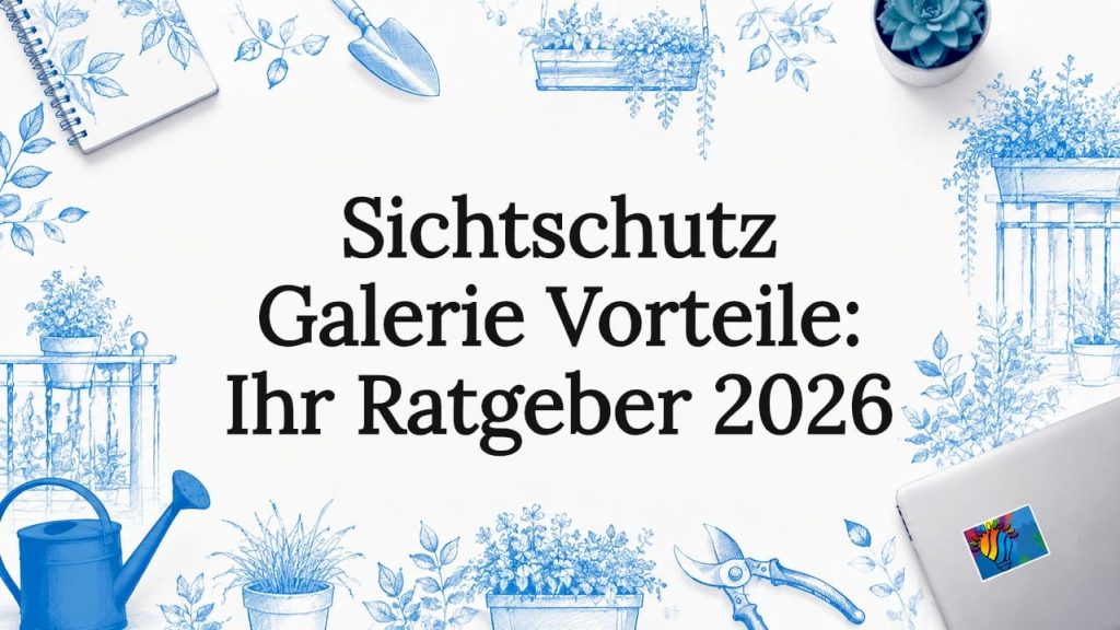 Sichtschutz Galerie Vorteile: Ihr Ratgeber 2026 2 Stilvoll gestaltete Titelseite mit Illustrationen rund um das Thema Sichtschutz