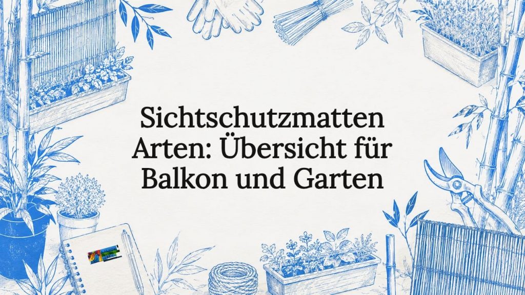 Sichtschutzmatten Arten: Übersicht für Balkon und Garten 2 Von Hand gezeichnete, dekorative Illustration für ein Gartenschild
