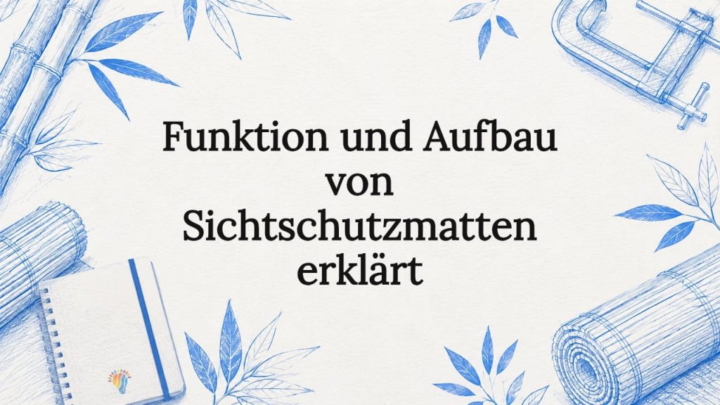 Funktion und Aufbau von Sichtschutzmatten erklärt 2 Stilvolle Titelgrafik mit liebevoll gezeichneten Illustrationen von Sichtschutzmatten