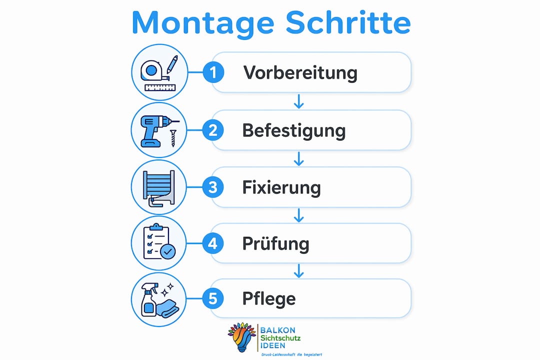 Was ist ein Terrassenvorhang Outdoor? Funktion und Tipps 5 Übersichtliche Infografik: Schritt-für-Schritt-Anleitung zur Montage eines Outdoor-Terrassenvorhangs