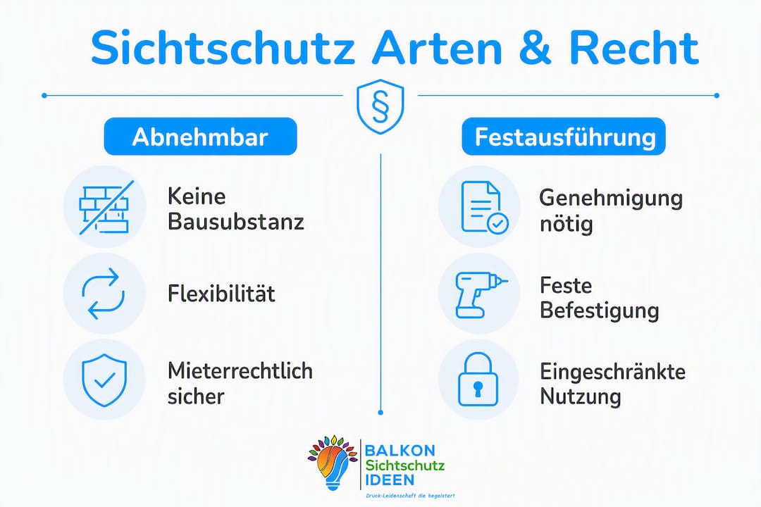 Sichtschutz mit Firmenlogo erklärt: Anleitung für Mieter 6 Infografik: Welche Sichtschutzmöglichkeiten haben Mieter – und was ist rechtlich erlaubt?