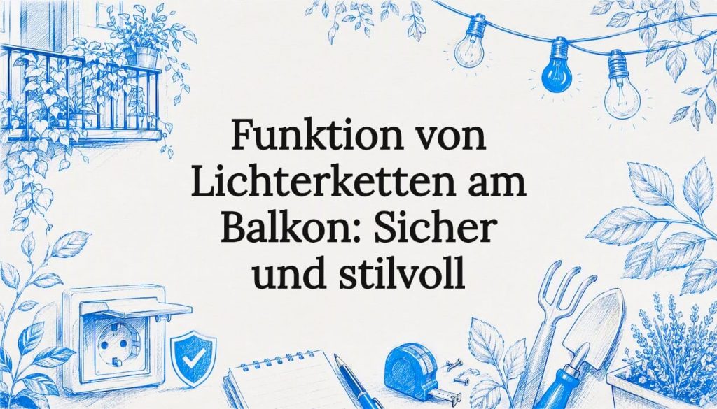 Funktion von Lichterketten am Balkon: Sicher und stilvoll 2 Stimmungsvolle Titelgrafik mit Balkon und Lichterketten