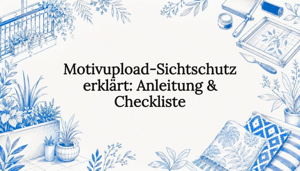 Motivupload-Sichtschutz erklärt: Anleitung & Checkliste 2 Stimmungsvolle Titelgrafik mit Motiven rund um Sichtschutz für den Balkon