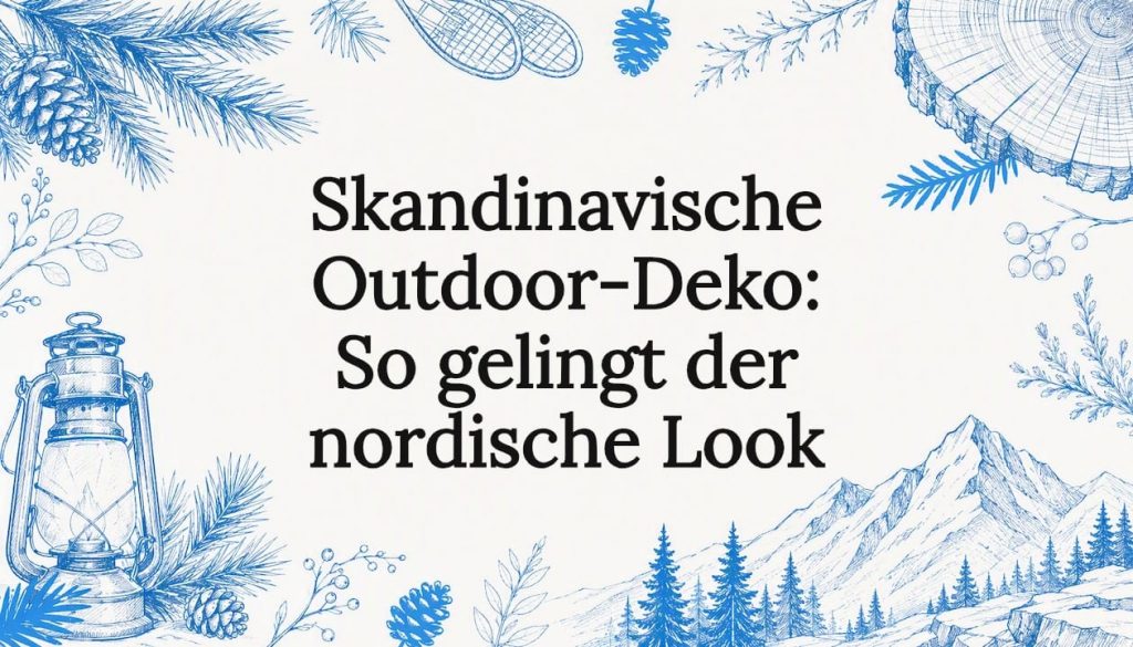 Skandinavische Outdoor-Deko: So gelingt der nordische Look 2 Stimmungsvolle Illustration einer nordisch inspirierten Outdoor-Dekoration als Titelbild