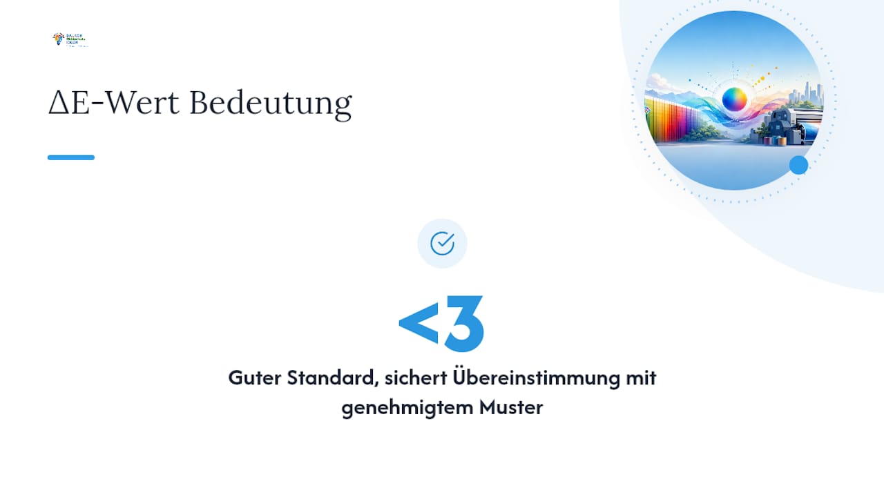 Farbbrillanz beim Außendruck: Was sie bedeutet und worauf Sie achten sollten 9 Grafik zur Veranschaulichung der ΔE-Werte und ihrer Bedeutung für die Farbgenauigkeit