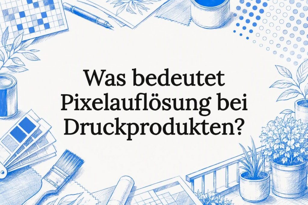Dekorative Titelbild-Illustration mit Pixel- und Druckmotiven