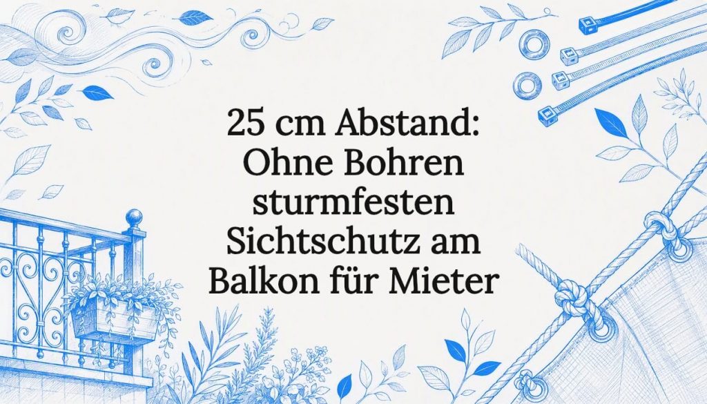 25 cm Abstand: Ohne Bohren sturmfesten Sichtschutz am Balkon für Mieter 2 Dekorative Titelseiten-Illustration