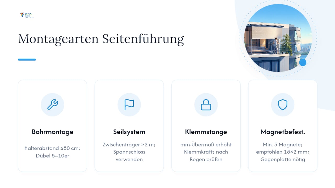 Ab dem dritten Stockwerk: Welche Seitenführung Außenvorhänge hält 3 Wie montiere ich die Seitenführung Schritt für Schritt? — overview diagram