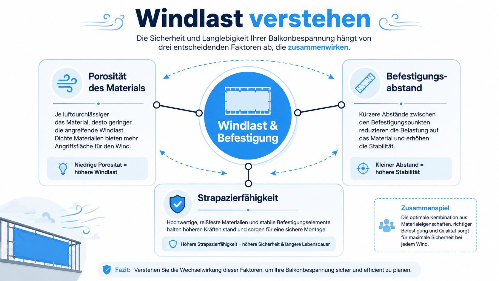 Strand Sichtschutz auswählen, welcher Windschutz am Strand passt 4 Infografik zur Windlast und sicheren Befestigung von Strandwindschutz für mehr Stabilität am Strand.