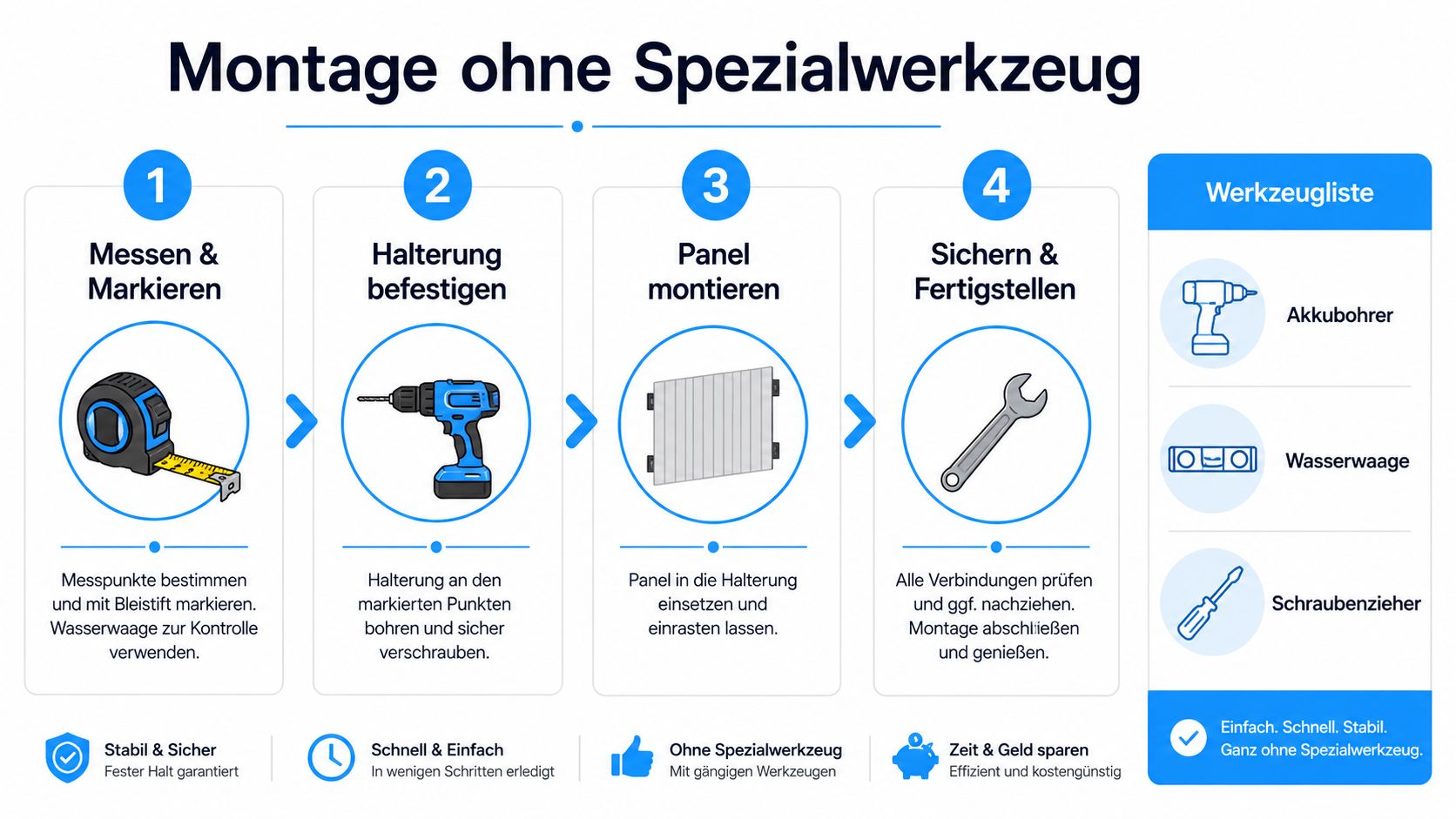Sichtschutz Terrasse günstig: Materialien und Montage 5 Grafische Anleitung zur einfachen Montage eines Sichtschutzes für die Terrasse ohne die Verwendung von Spezialwerkzeug.
