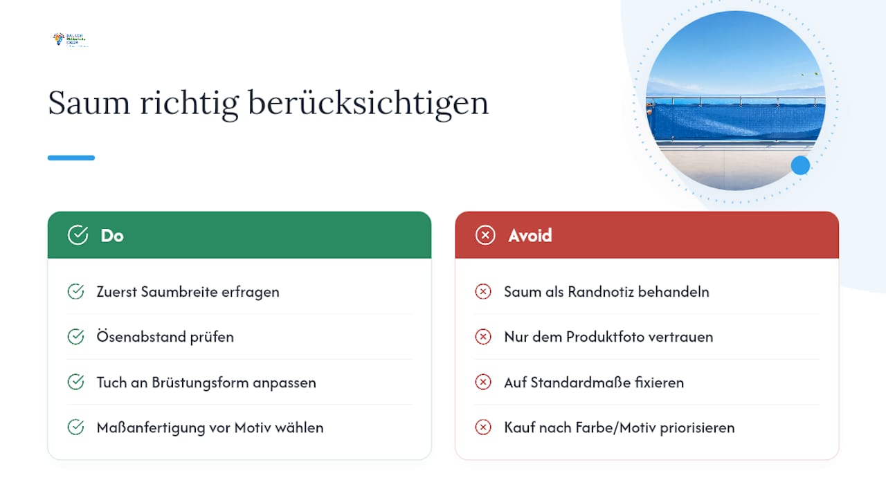 20–35 mm Saum: Herstellerrichtwerte für sturmfeste Balkonbespannungen 3 Was die meisten Ratgeber beim Thema Saum übersehen — overview diagram